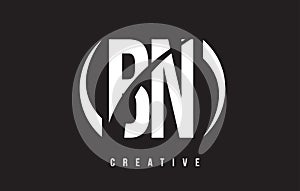BN B N White Letter Logo Design with Black Background. photo