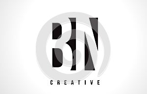 BN B N White Letter Logo Design with Black Square. photo