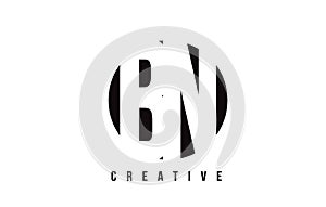 BN B N White Letter Logo Design with Circle Background.