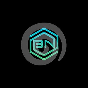 BN Hexagonal Logo Template Vector