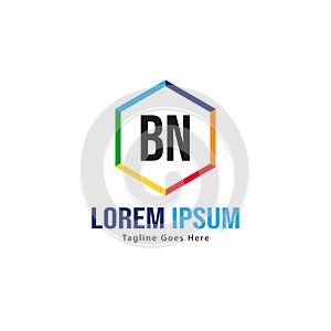 BN Letter Logo Design. Creative Modern BN Letters Icon Illustration