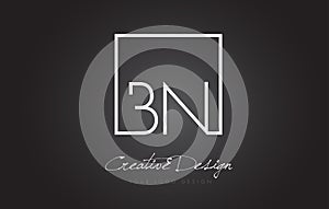 BN Square Frame Letter Logo Design with Black and White Colors. photo