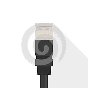 BNC cable vector isolated. Video connector, silver and black photo