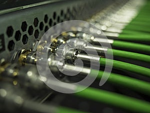 Bnc patch panel cabling in rack photo