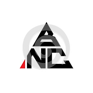 BNC triangle letter logo design with triangle shape. BNC triangle logo design monogram. BNC triangle vector logo template with red photo