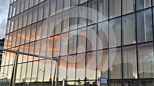 BNF architecture Paris Skies mirror sunset clouds