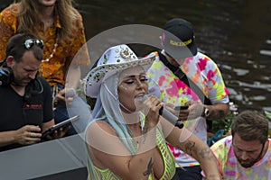 BNN VARA Boat With Roxeanne Hazes At The Gay Pride Amsterdam The Netherlands 2019