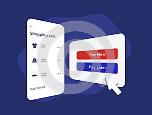 BNPL E-commerce strategy with flexible payment. Buy Now Pay Later Business Payment Method. Credit option without bank