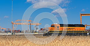 BNSF locomotive waiting for a freight train