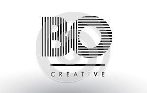 BO B O Black and White Lines Letter Logo Design.