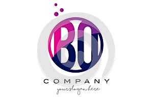 BO B O Circle Letter Logo Design with Purple Dots Bubbles