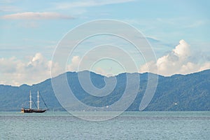 Bo Phut Beach panorama with ship boat Koh Samui Thailand photo