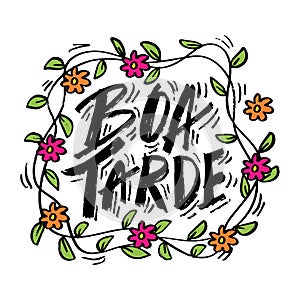 Boa Tarde hand lettering. Brazilian. Greeting card design. photo