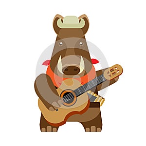 Boar with guitar