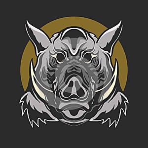 Boar head with dark background vector illustration