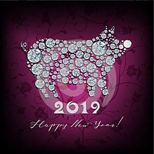 Boar, pig - silhouette of symbol 2019 year