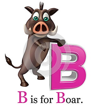 Boar wild animal with alphabate