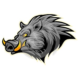 Boar Wild Hog Head Fangs Logo Design Vector