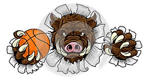 Boar Wild Hog Razorback Warthog Basketball Mascot