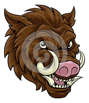 Boar Wild Hog Razorback Warthog Mascot Pig Cartoon