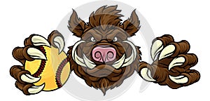 Boar Wild Hog Razorback Warthog Softball Mascot photo