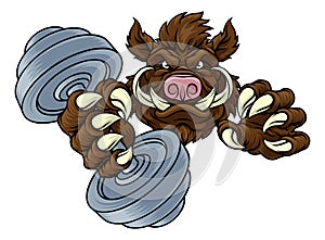 Boar Wild Razorback Warthog Weight Lifting Mascot