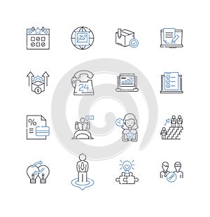 Board association line icons collection. Governance, Members, Leadership, Advocacy, Strategy, Bylaws, Regulation vector photo
