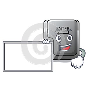 With board button enter in the shape mascot