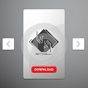 Board, chip, circuit, network, electronic Glyph Icon in Carousal Pagination Slider Design & Red Download Button