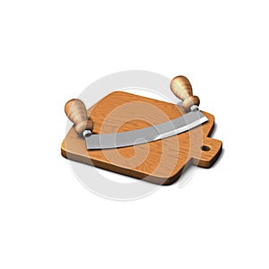 Board cutting mezzaluna