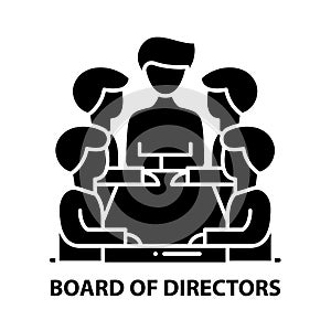 board of directors icon, black vector sign with editable strokes, concept illustration