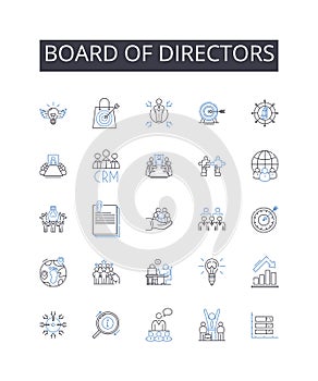 Board of Directors line icons collection. Creativity, Collaboration, Structure, Inspiration, Expressiveness, Emotion