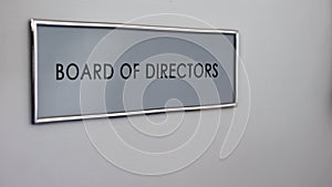 Board of directors office door, general meeting and negotiations, strategy photo