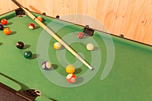 Board game with balls and cue billiards