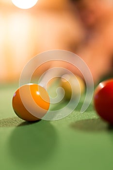 Board game with balls and cue billiards