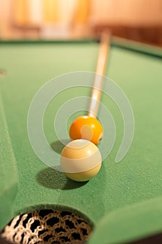 Board game with balls and cue billiards