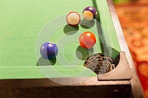 Board game with balls and cue billiards