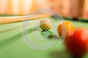 Board game with balls and cue billiards