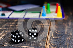 Board game with black dice