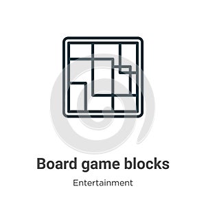 Board game blocks outline vector icon. Thin line black board game blocks icon, flat vector simple element illustration from