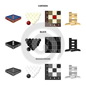 Board game cartoon,black,monochrome icons in set collection for design. Game and entertainment vector symbol stock web