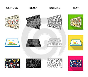 Board game cartoon,black,outline,flat icons in set collection for design. Game and entertainment vector symbol stock web