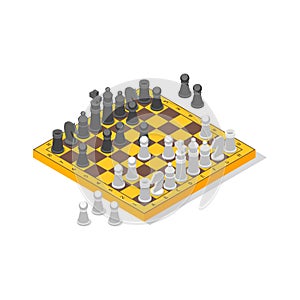 Board Game Chess Isometric View. Vector