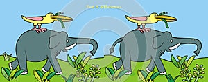 Board game, find five differences, animals, vector illustration