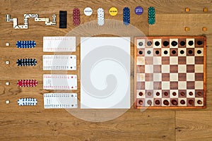 Board game and gambling background with copy space