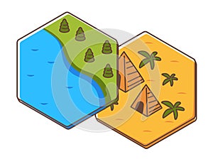 Board game location cards with landscapes vector
