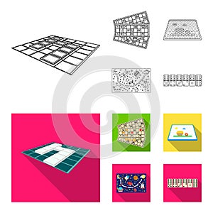 Board game outline,flat icons in set collection for design. Game and entertainment vector symbol stock web illustration.