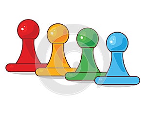 Board Game Pieces. Plastic board game pieces and figures, pawns, puppets. Figures of Game