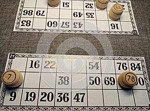 Board game Russian lotto with wooden barrels