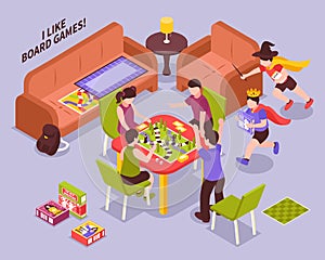 Board Games Kids Isometric Illustration